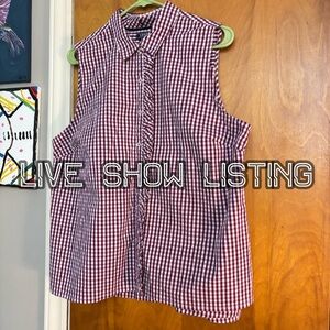 Izod Sleeveless Ruffle Front Button-Up, Sz XL